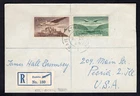 IRELAND 1949 FDC Cover; Airmail Stamps; Registered to USA