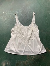 Vintage Women s White Lace Nylon Camisole Regular Size Made in USA