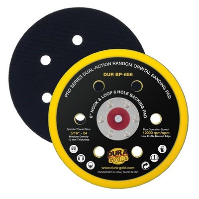 DuraGold Pro Series 6'' Hook & Loop DA Backing Plate Pad, 6 Hole Pattern Dustl...