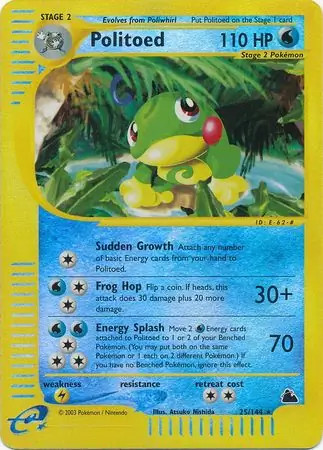 Politoed - 25/144 - Pokemon Skyridge Reverse Holo Rare Card NM