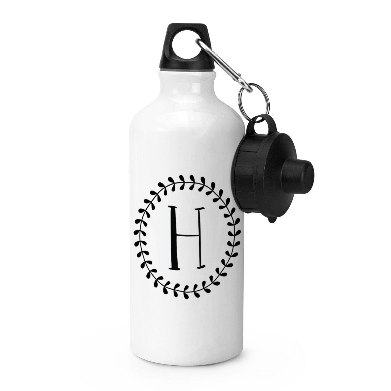 Letter H Floral Wreath Alphabet Sports Drinks Bottle Camping Flask - Flowers