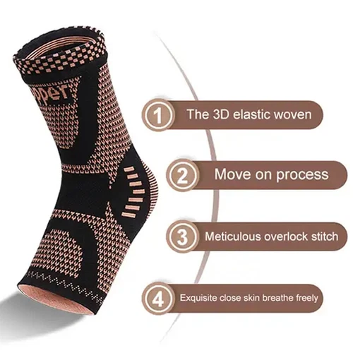 Copper Ankle Compression Sleeve Brace Support Socks Foot Fasciitis Pain Relief - Picture 10 of 42