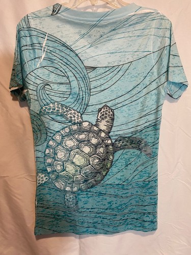 Blue 84 T Shirt Light Blue Sz S Turtle Front Short Sleeves V Neck Pullover Great - Picture 17 of 19