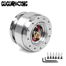 Silver Quick Release Hub Adapter Snap Off Boss Kit For Car 6 Hole Steering Wheel