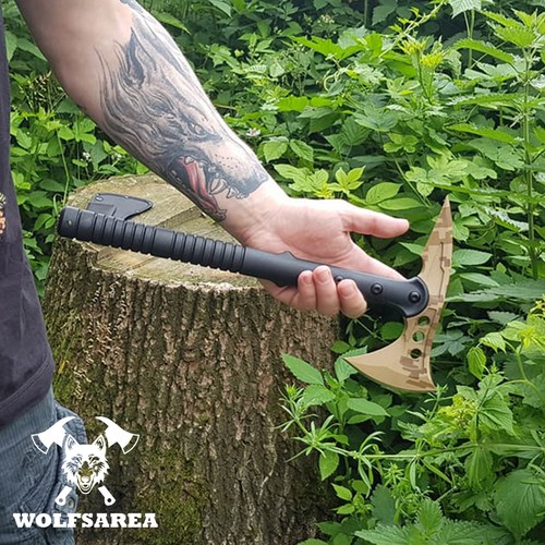 Tomahawk Desert Camo Axt Beil Spaltaxt Spaltbeil Outdoor Handbeil Camping - Bild 7 von 11