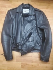 Vintage Open Road Wilsons Leather Asymmetrical Zip Motorcycle Jacket Black L 