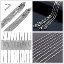 5-100pcs Wholesale Stainless Steel Silver Oval Cross Chain Necklace 16in-40in