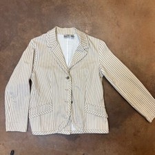 Chico's Striped Blazer Career Jacket Button Front Neutral Size 1