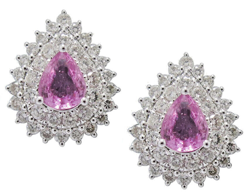 Orecchini in oro bianco 14 carati con ametista da 2,79 ct e diamanti da 0,15 ct. - Italia