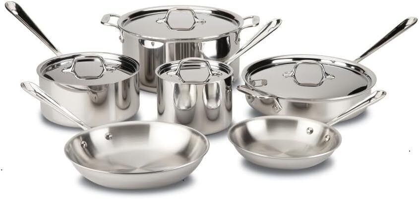 All-Clad D3 3-Ply Stainless Steel Cookware Set 10 10-Piece,