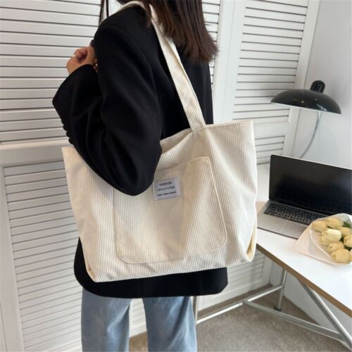 Women Canvas Shoulder Crossbody Bag Large Capacity Totes Pure Color Handbag - Picture 11 of 16