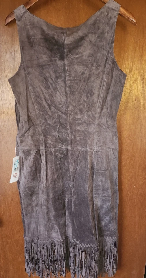 ECI New York 棕色麂皮绒流苏裙。 全新带标签 Western 复古 8 码 — 第 2/4 张图片