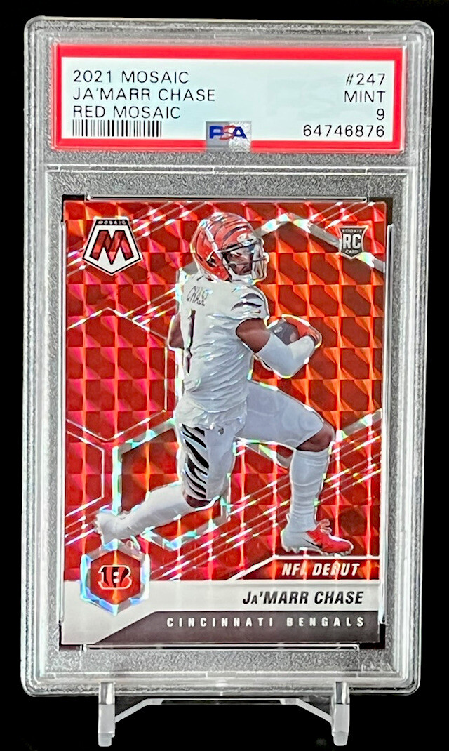 2021 Panini Mosaic NFL Jamarr Chase Red Prizm SP #247 Cincinnati Bengals PSA 9