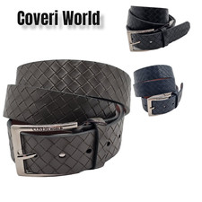 Cintura Cinta Uomo firmata originale Cover World scatola regalo Pelle Nera Blu