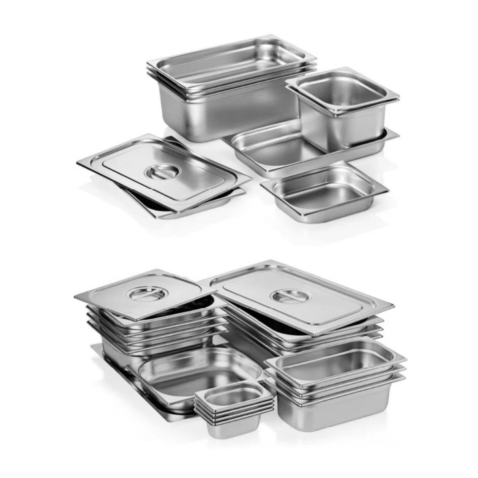GASTRO-BEDARF-GUTHEIL GN Behälter aus Edelstahl 1/1 1/2 1/3 1/4 1/6 1/9 in Verschiedenen Tiefen Gastro