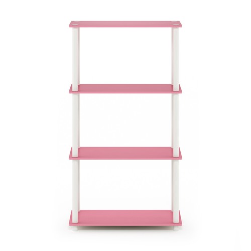 Furinno Turn-N-Tube 4-Tier Multipurpose Shelf Display Rack, Pink/White - Picture 3 of 5