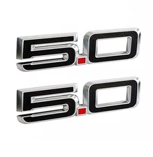 2Pc 2024 - 2025 5.0 Fender Emblem Nameplate Badge Chrome Black New PR3Z-16228-C