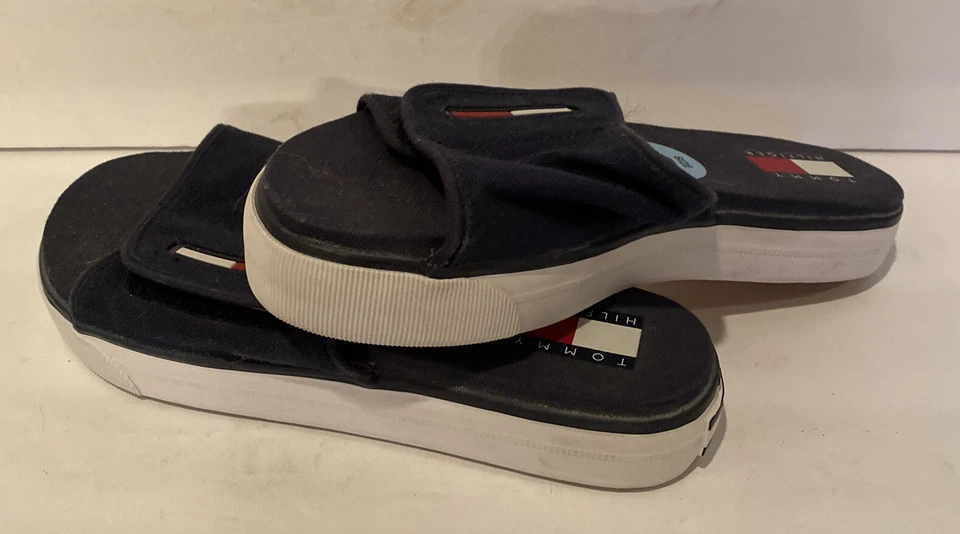 Sandalias Tommy Hilfiger Talla 6 Chanclas Azul Marino Piscina Lateral Toboganes Playa Foto 3 de 4