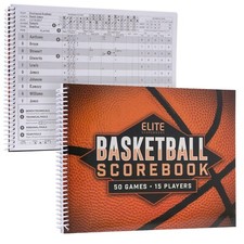 Elite Basketball Scorebook - 50 Games Score Book Side by Side Score Keeping Book