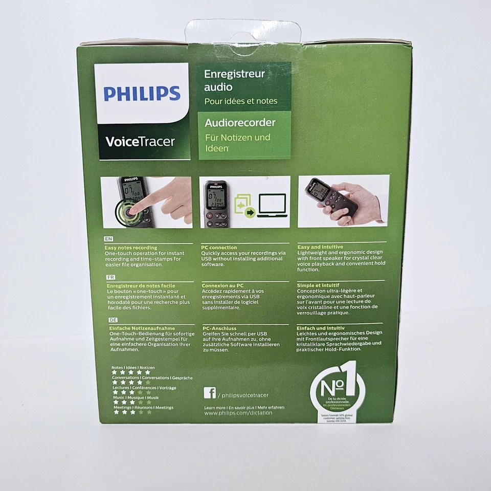 Phillips Voice Tracer Audio Recorder 4GB Model DVT1110 Handheld Notes Ideas - Image 2 of 4