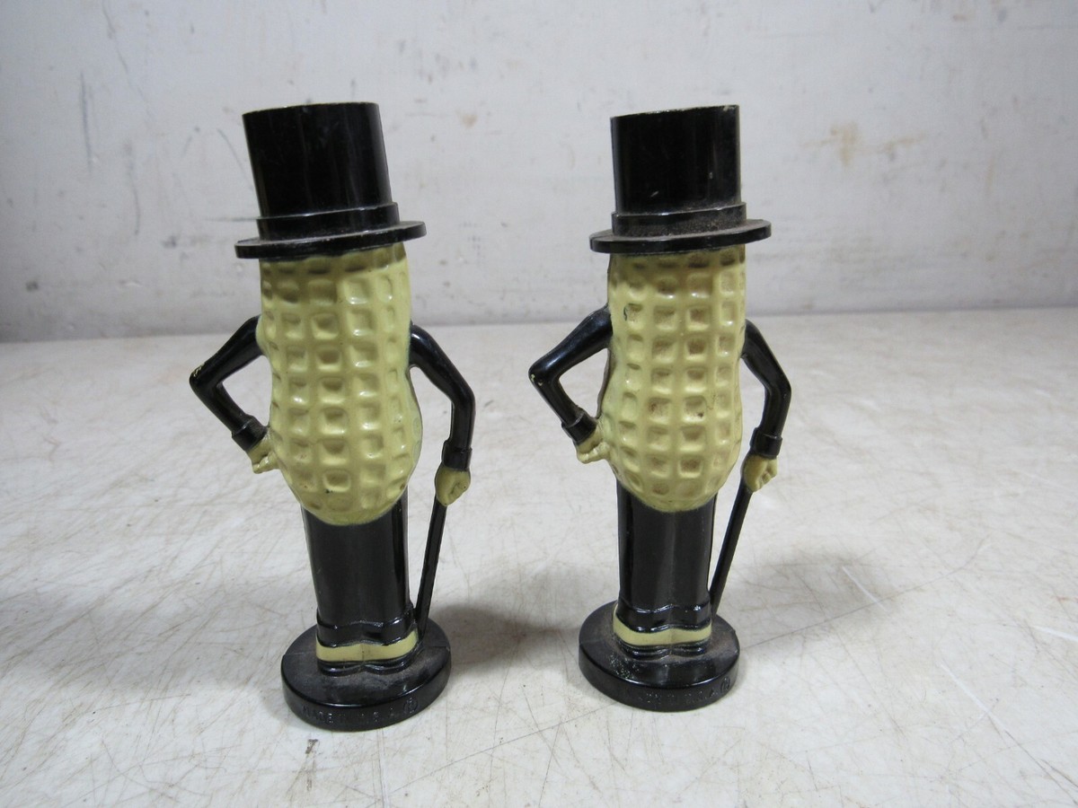 Vintage/Antique Mr Peanut Plastic Salt & Pepper Shakers Pyro USA