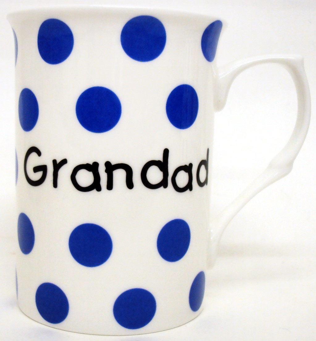 Grandad Mug Fine Bone China Blue Spots Grandad Mug Hand Decorated in the UK