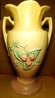 Hull Art~(DAD) W-18-12 1/2 Yellow & Pink Floral Double Handled Vase U.S.A.