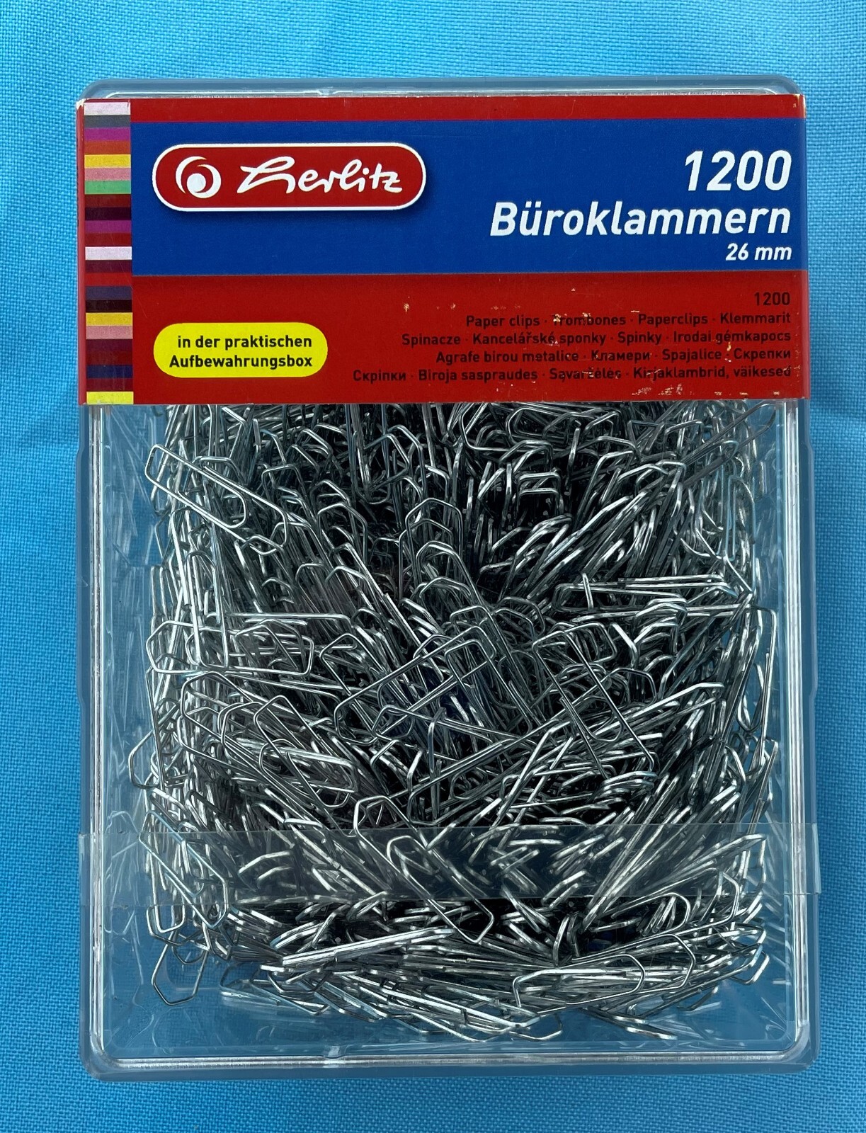 Herlitz 26mm paper clips  Box of 1200 paper clips brand new unopened box DRAW