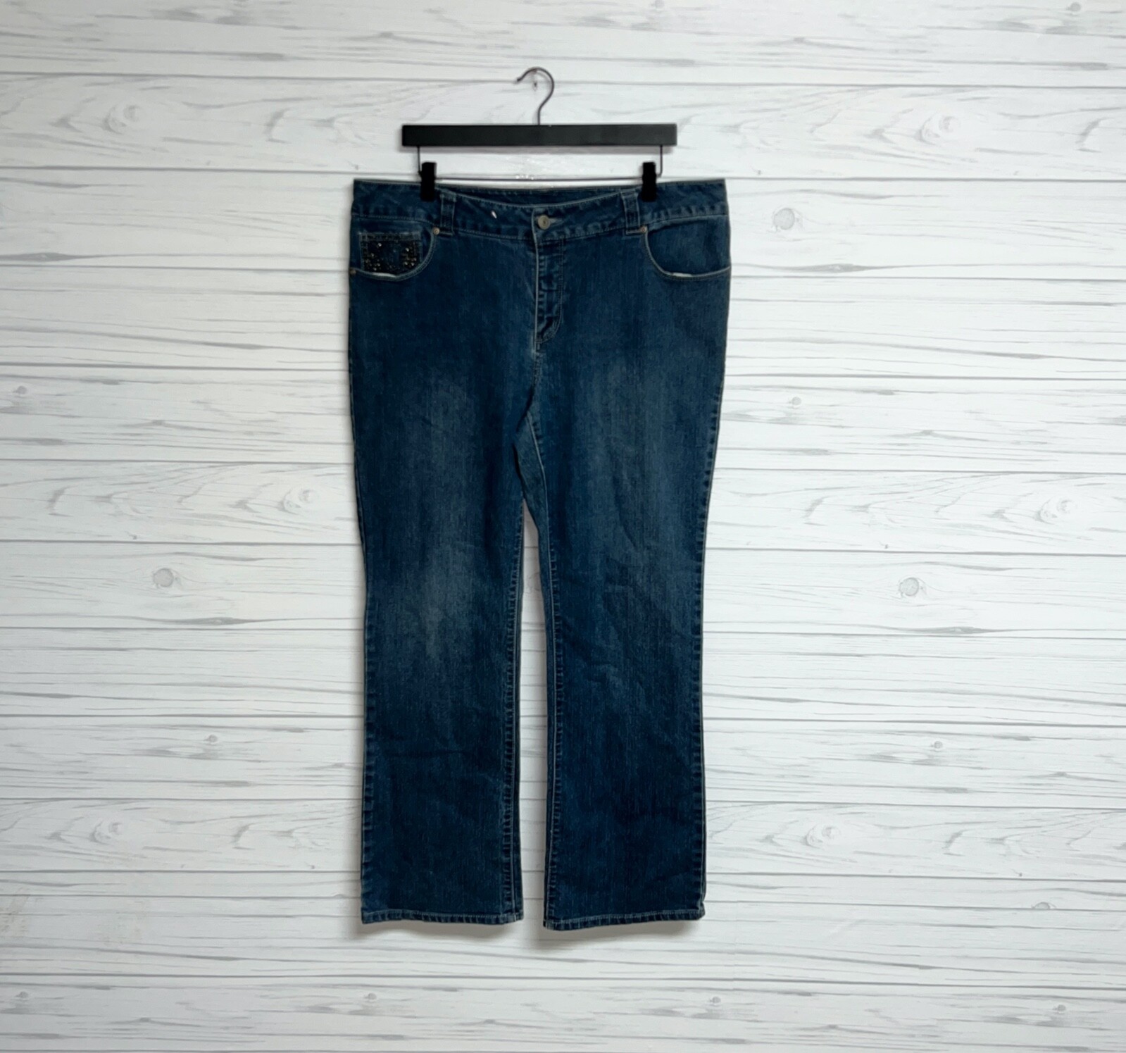 Faded glory jeans womens size 18 bootcut regular fit high rise blue dark wash