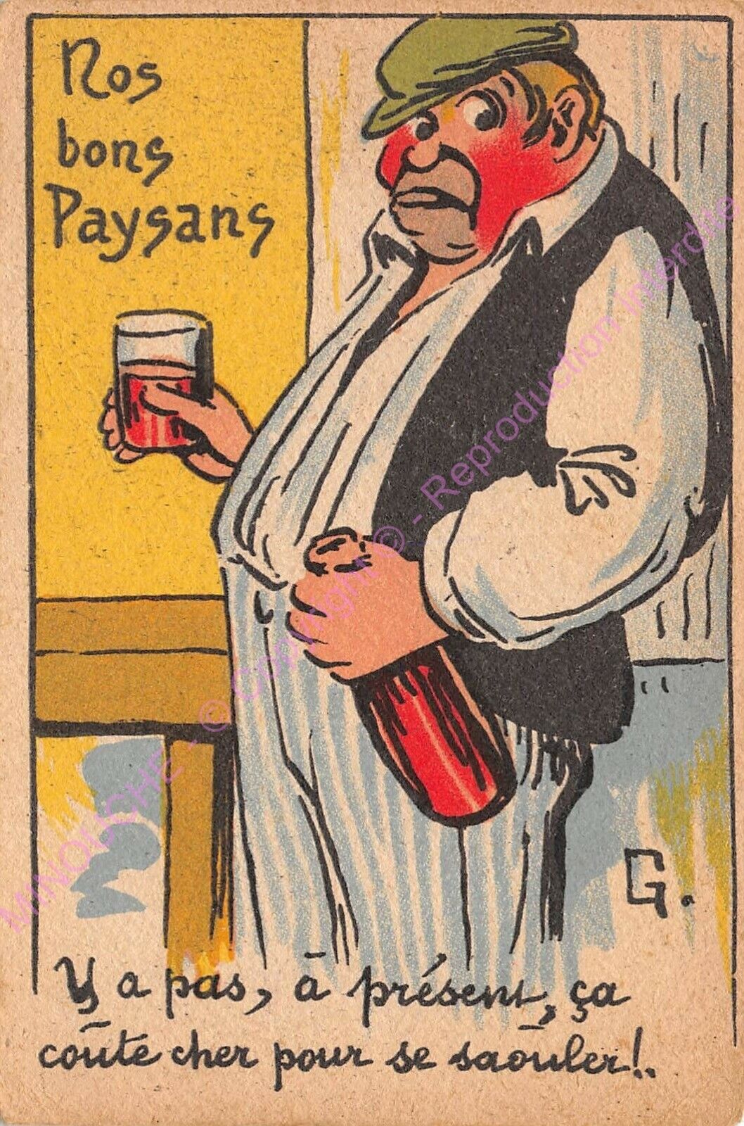 Cartolina Humour Liquore NOS Buoni Contadini Y A Non A Regalo Ça...