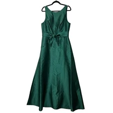 Alfred Sung Sleeveless Satin Twill Dress Jewel Neckline Hunter Women 14R NWT