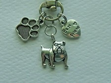 BULLDOG BEST FRIEND PAW PINT HEART LOVE KEY CHAIN BACKPACK ZIPPER PULL FOB