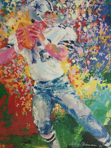 Impresión litográfica firmada por Leroy Neiman - Roger Staubach quarterback Dallas Cowboys - Imagen 3 de 5