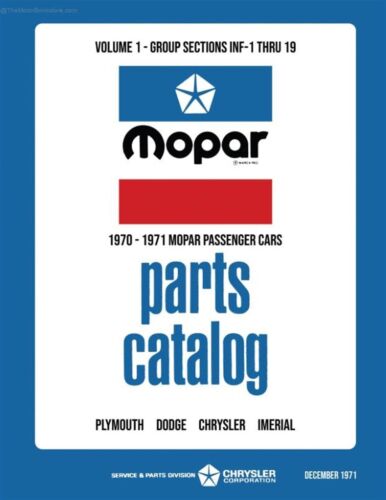 1970 - 1971 Chrysler Car Body & Chassis Parts Book - Picture 1 of 6