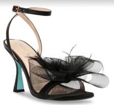 Betsey Johnson Lylla Black Satin Bow Feather Heels Brand New In Box Size 8