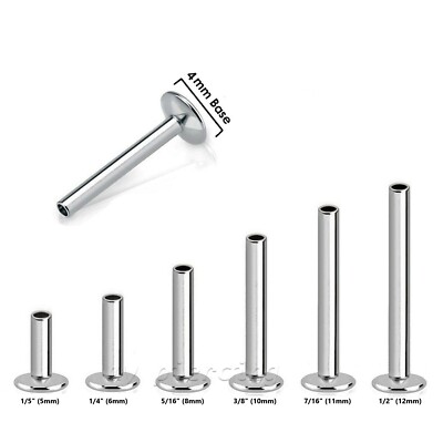 16G 14G 4mm Base 316L Surgical Steel Internally Threaded Replacement Labret Post