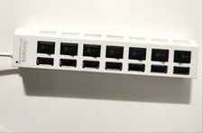 7 Ports LED USB 2.0 Adapter Hub White/Used
