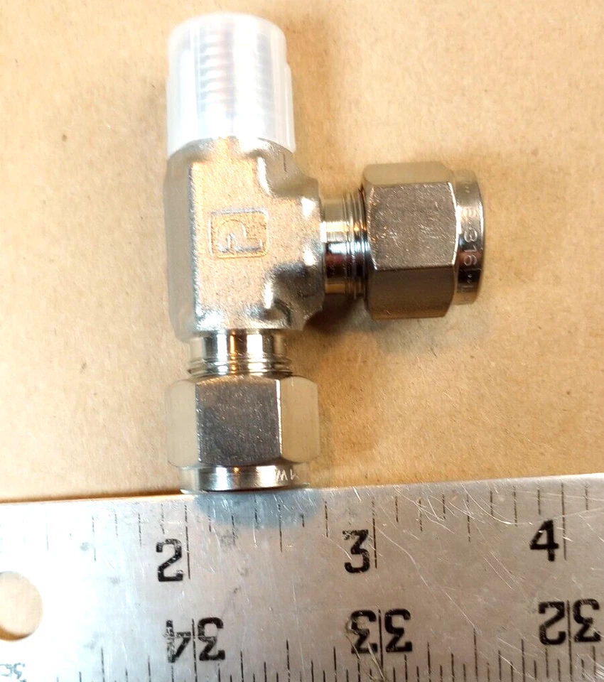 Parker Stainless Run Tee Union 8MRT8N-316, 1/2" A-LOK Tube x 1/2" NPT Pipe - Image 4 of 4