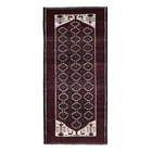 3'8"x8' Red Vintage Zoroastrian Balooch Wool Hand Knotted Wide Runner Rug R87385