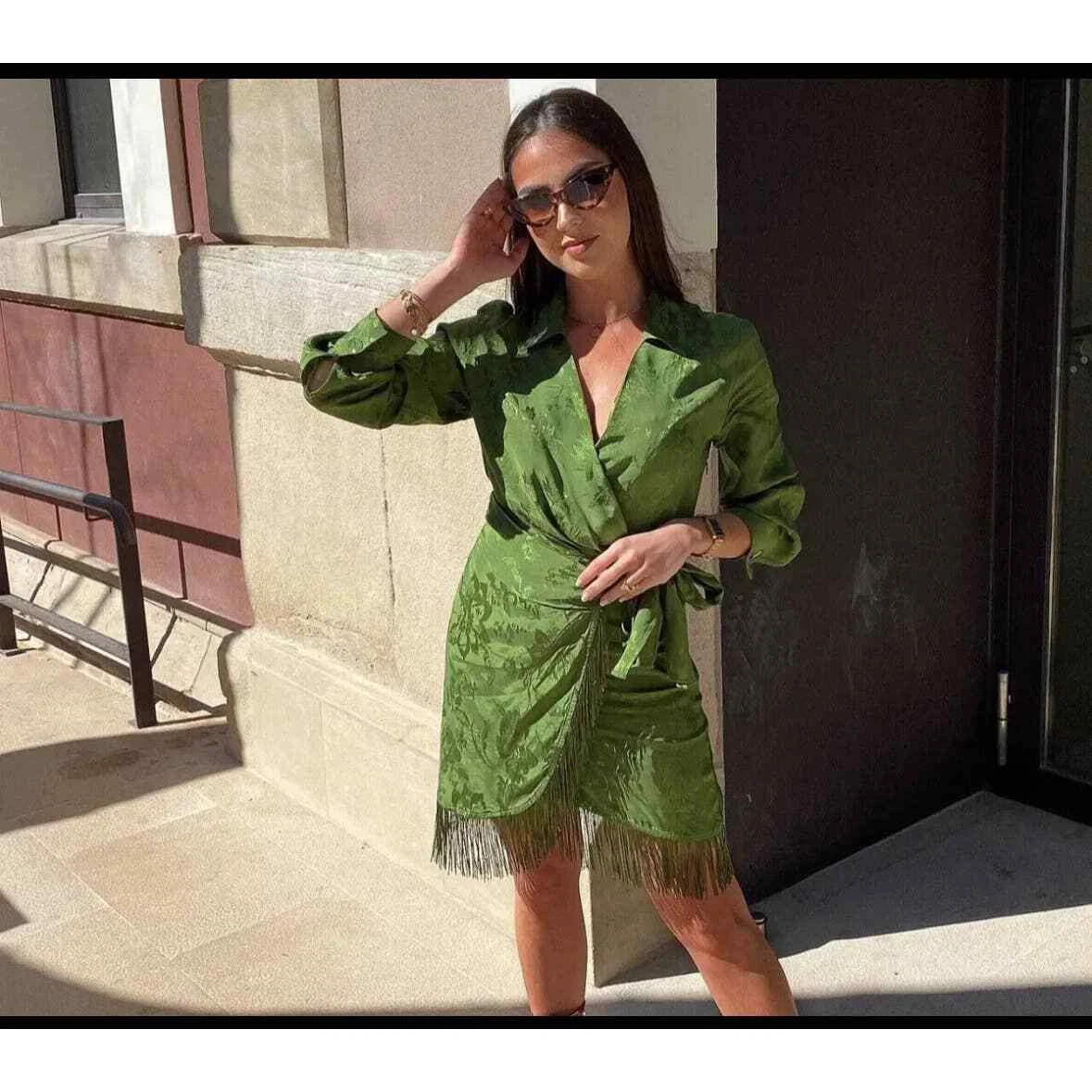 Zara fringed jacquard clearance dress