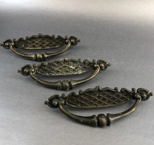 Lot Of 3 Vintage 6" Brass Cabinet Door Drawer Handles Pulls Hardware Knobs