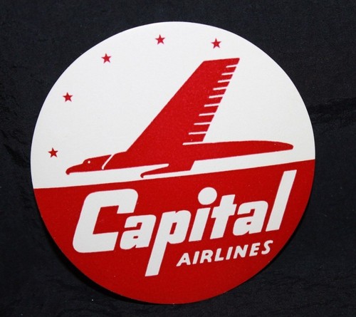2 Vintage Capital Airlines Red White Luggage Labels Mint Never Hinged - Picture 4 of 4