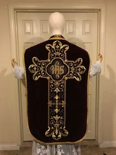 Brand New Custom Order Roman Chasuble, Hand Done Goldwork Embroidery