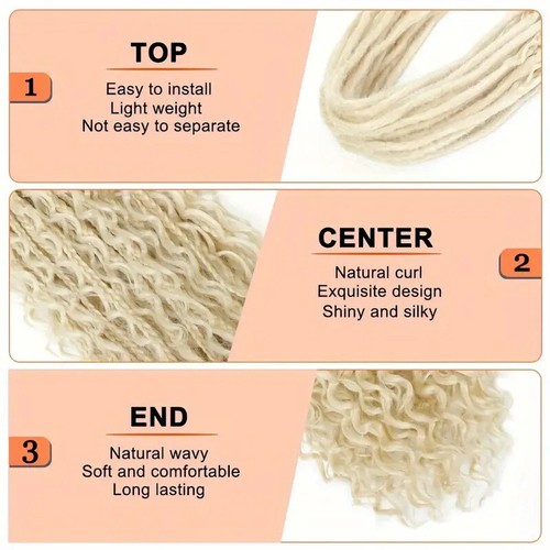 60cm Double Ended Dreadlocks Extensions 0.6cm Boho Curly Locs Synthetic Dreads - Picture 7 of 30