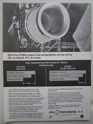 9/1975 PUB SNECMA GENERAL ELECTRIC CFM56 MOTOR VILLAROCHE EVENDALE ORIGINAL ANZEIGE