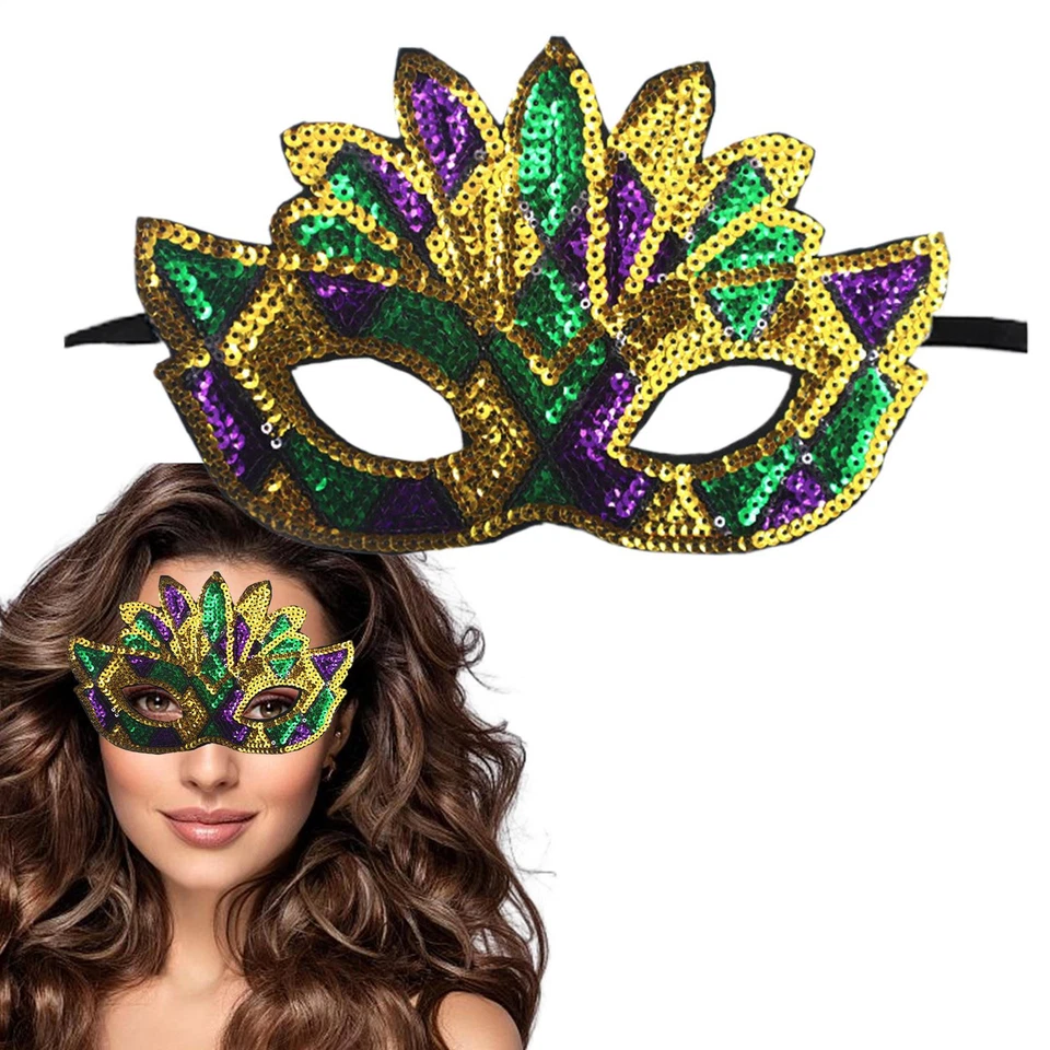 Sexy Maskerade Augengesicht Augenmaske Frauen Party Halloween Stoff Pailletten A - Bild 4 von 4