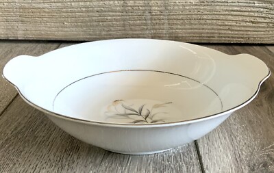 Three Castle China Japan HARVEST 8 3/8  Vegetable Bowl Silver Trimmed RARE!