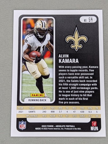 2022 Panini Absolute - Pink Foil #54 Alvin Kamara - Picture 2 of 2