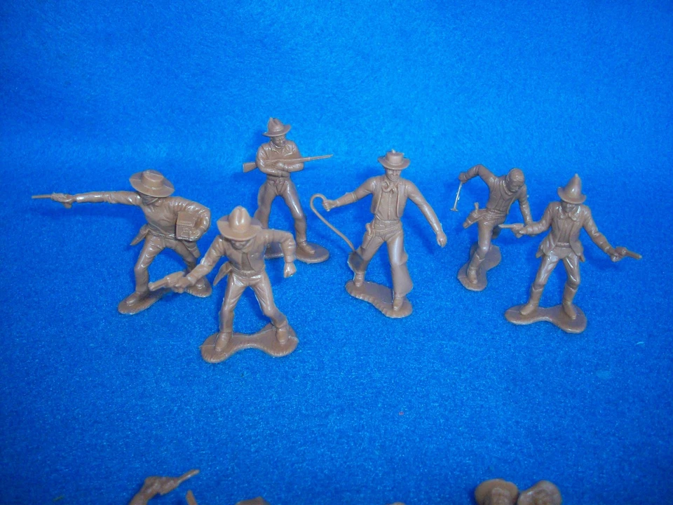 MARX Vaqueros, Tramperos y Mineros 32 Figuras Escala 1/32 Marrón Juguete Soldados Foto 3 de 4
