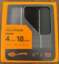 Gallagher S12 Lithium Solar Electric Fence Charger Up to 4mi 18 Acres Ranch NEW